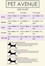 Size guide for Pet Avenue's Pink Herringbone Dog Coat